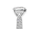White gold Princess Solitaire Pavé Diamond Engagement Ring with Four-Prong Setting_190
