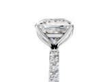 White gold Princess Solitaire Pavé Diamond Engagement Ring with Four-Prong Setting_49