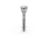 White gold Princess Solitaire Pavé Diamond Milgrain Engagement Ring with Four-Prong Setting_23