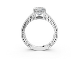 White gold Princess Solitaire Pavé Diamond Milgrain Engagement Ring with Four-Prong Setting_24