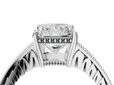 White gold Princess Solitaire Pavé Diamond Milgrain Engagement Ring with Four-Prong Setting_25