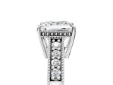 White gold Princess Solitaire Pavé Diamond Milgrain Engagement Ring with Four-Prong Setting_26