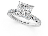 White gold Princess Solitaire Pave Diamond Engagement Ring with Four-Prong Setting_260