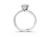 White gold Princess Solitaire Pave Diamond Engagement Ring with Four-Prong Setting_262