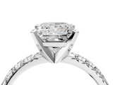 White gold Princess Solitaire Pave Diamond Engagement Ring with Four-Prong Setting_263
