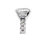 White gold Princess Solitaire Pave Diamond Engagement Ring with Four-Prong Setting_264