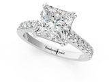 White gold Princess Solitaire Pave Diamond Engagement Ring with Prong Setting_56