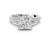 White gold Princess Solitaire Pave Split Shank Engagement Ring with Six-Prong Setting_47