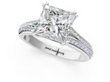 White gold Princess Solitaire Pave Split Shank Engagement Ring with Six-Prong Setting_48