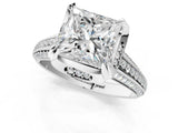 White gold Princess Solitaire Pave Split Shank Ring with Four-Prong Setting_82