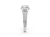 White gold Princess Solitaire Pave Split Shank Ring with Four-Prong Setting_83