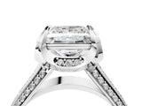 White gold Princess Solitaire Pave Split Shank Ring with Four-Prong Setting_85