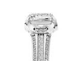White gold Princess Solitaire Pave Split Shank Ring with Four-Prong Setting_86