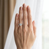 White gold Princess Solitaire Prong Set Diamond Engagement Ring with Pave Band_6