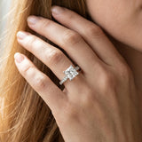 White gold Princess Solitaire Prong Set Diamond Engagement Ring with Pave Band_8