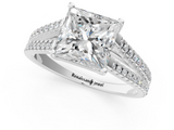 White gold Princess Solitaire Split Shank Pavé Diamond Engagement Ring_322