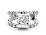 White gold Princess Solitaire Split Shank Pave Diamond Ring_49