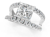 White gold Princess Solitaire Split Shank Pave Diamond Ring_50