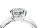 White gold Princess Solitaire Tension Set Diamond Ring with Wide Band_24