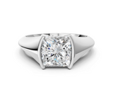 White gold Princess Solitaire Tension Set Diamond Ring_20