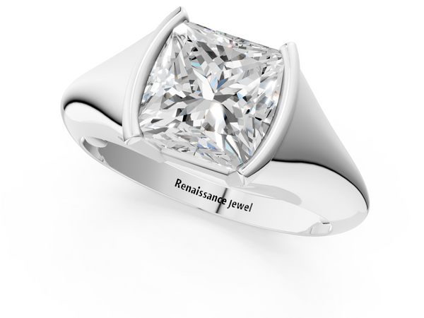 White gold Princess Solitaire Tension Set Diamond Ring