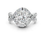 White gold Princess Solitaire Twist Band Pavé Diamond Engagement Ring_32