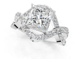 White gold Princess Solitaire Twist Band Pavé Diamond Engagement Ring_33