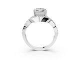 White gold Princess Solitaire Twist Band Pavé Diamond Engagement Ring_35