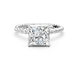 White gold Princess Solitaire Twist Band Ring with Four-Prong Setting_12
