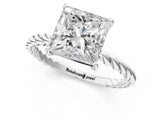 White gold Princess Solitaire Twist Band Ring with Four-Prong Setting_13