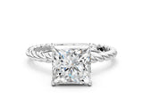 White gold Princess Solitaire Twist Band Ring with Four-Prong Setting_68