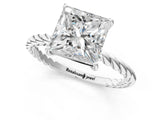 White gold Princess Solitaire Twist Band Ring with Four-Prong Setting_69
