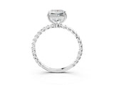 White gold Princess Solitaire Twist Band Ring with Four-Prong Setting_71