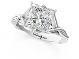 White gold Princess Solitaire Twist Band Six-Prong Setting 2