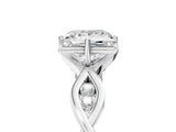 White gold Princess Solitaire Twist Band with Leaf Prong Setting 5