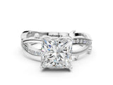 White gold Princess Solitaire Twist Band with Pavé Accents and Four-Prong Setting_20