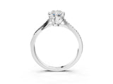 White gold Princess Solitaire Twist Band with Pavé Diamonds and Four-Prong Setting_108