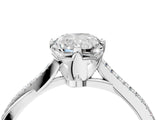 White gold Princess Solitaire Twist Band with Pavé Diamonds and Four-Prong Setting_114
