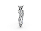 White gold Princess Solitaire Twist Band with Pavé Setting and Four-Prong Setting_115