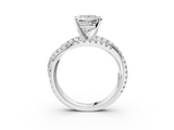 White gold Princess Solitaire Twist Band with Pavé Setting and Four-Prong Setting_115