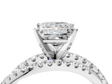 White gold Princess Solitaire Twist Band with Pavé Setting and Four-Prong Setting_116