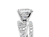 White gold Princess Solitaire Twist Band with Pavé Setting and Four-Prong Setting_121