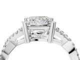 White gold Princess Solitaire Twist Band with Pavé Setting and Four-Prong Setting_39
