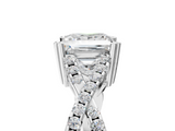 White gold Princess Solitaire Twist Band with Pavé Setting and Four-Prong Setting_44
