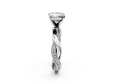 White gold Princess Solitaire Twist Band with Pave Prong Setting_95