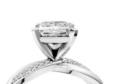 White gold Princess Solitaire Twist Band with Pave Prong Setting_96