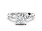 White gold Princess Solitaire Twisted Band Prong Set Engagement Ring_85
