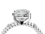 White gold Princess Solitaire Twisted Band Prong Set Engagement Ring_89