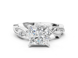 White gold Princess Solitaire Twisted Band Prong Setting Ring_203