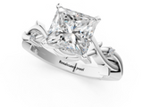 White gold Princess Solitaire Twisted Band Prong Setting Ring_204